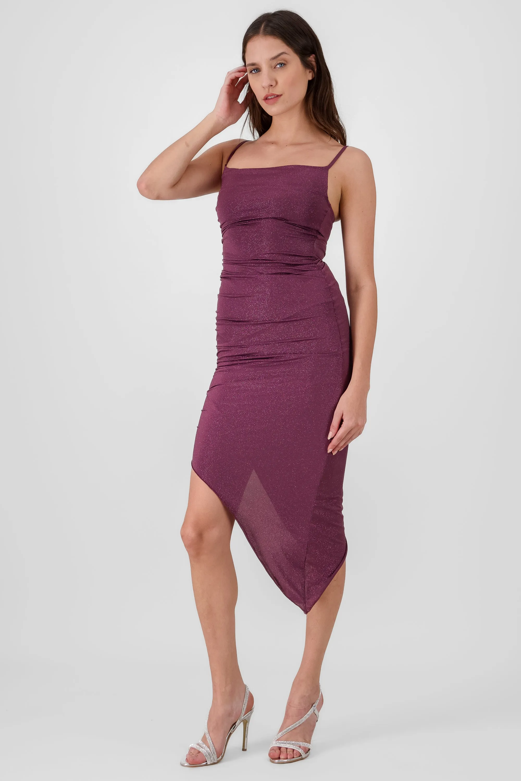 Vestido midi asimetrico brillos sold by Shasa