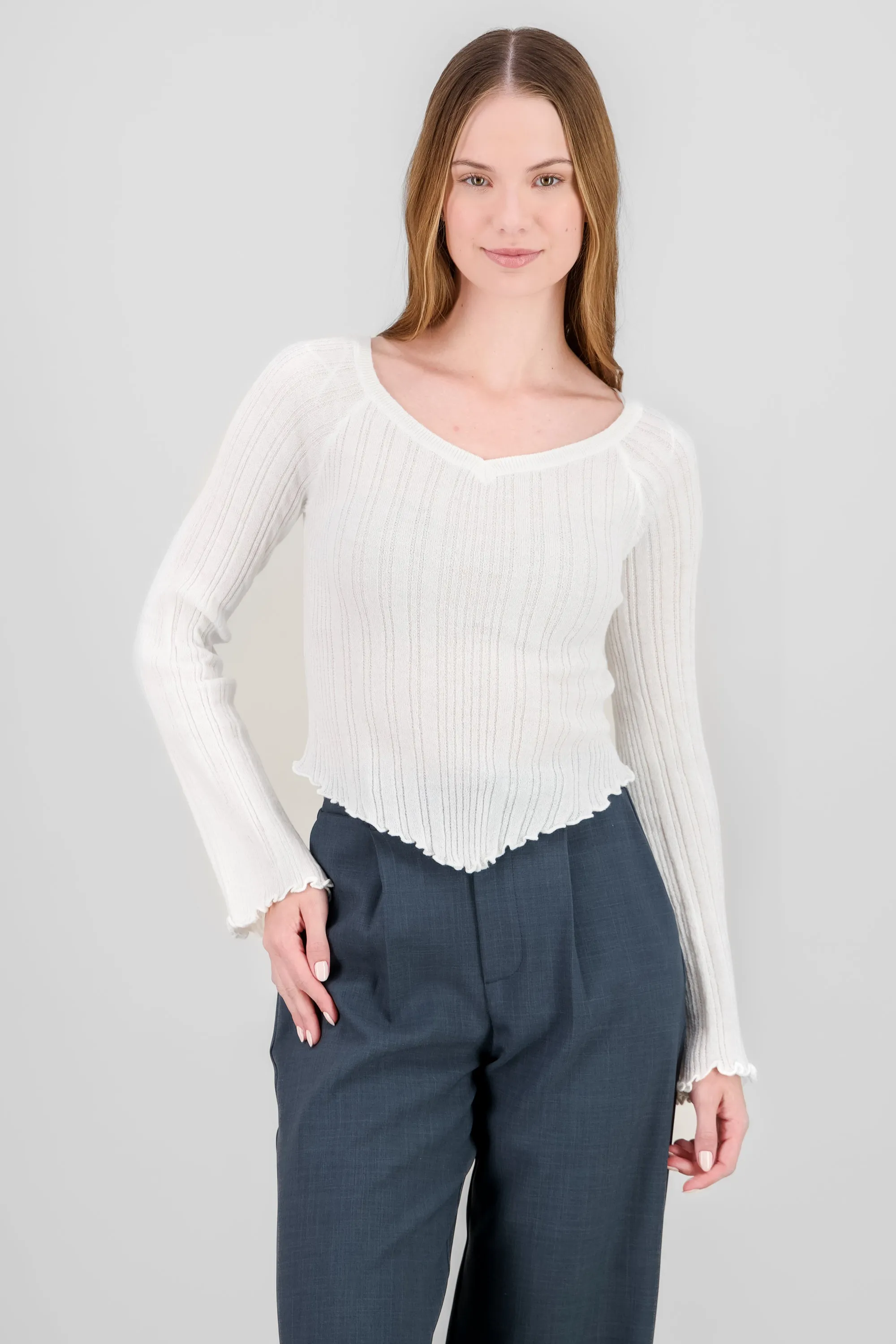 Top sin hombros manga larga textura sold by Shasa