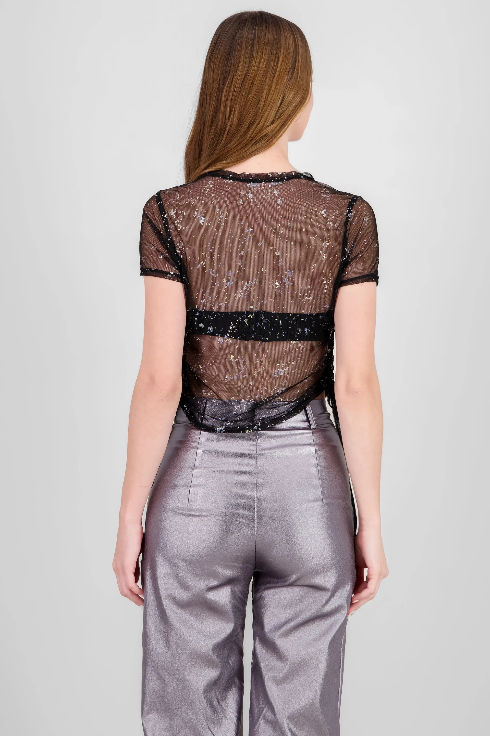 Top mesh manga corta detalle fruncidos sold by Shasa product image thumbnail 4