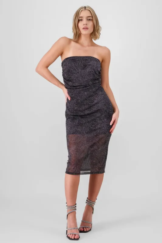 Vestido midi plisado brillos sold by Shasa
