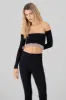 Top crop manga larga con brillos sold by Shasa