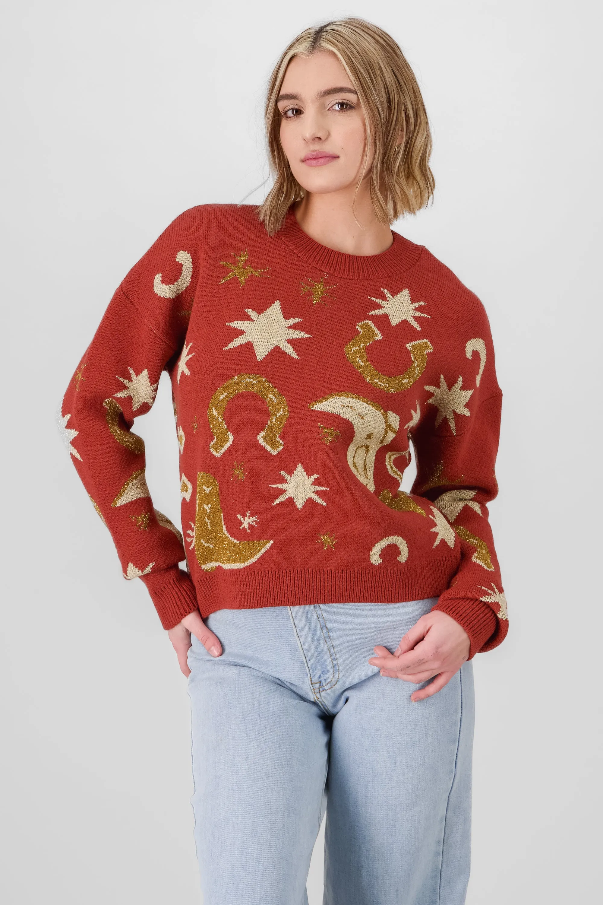 Sueter estampado cowboy detalle brillos sold by Shasa