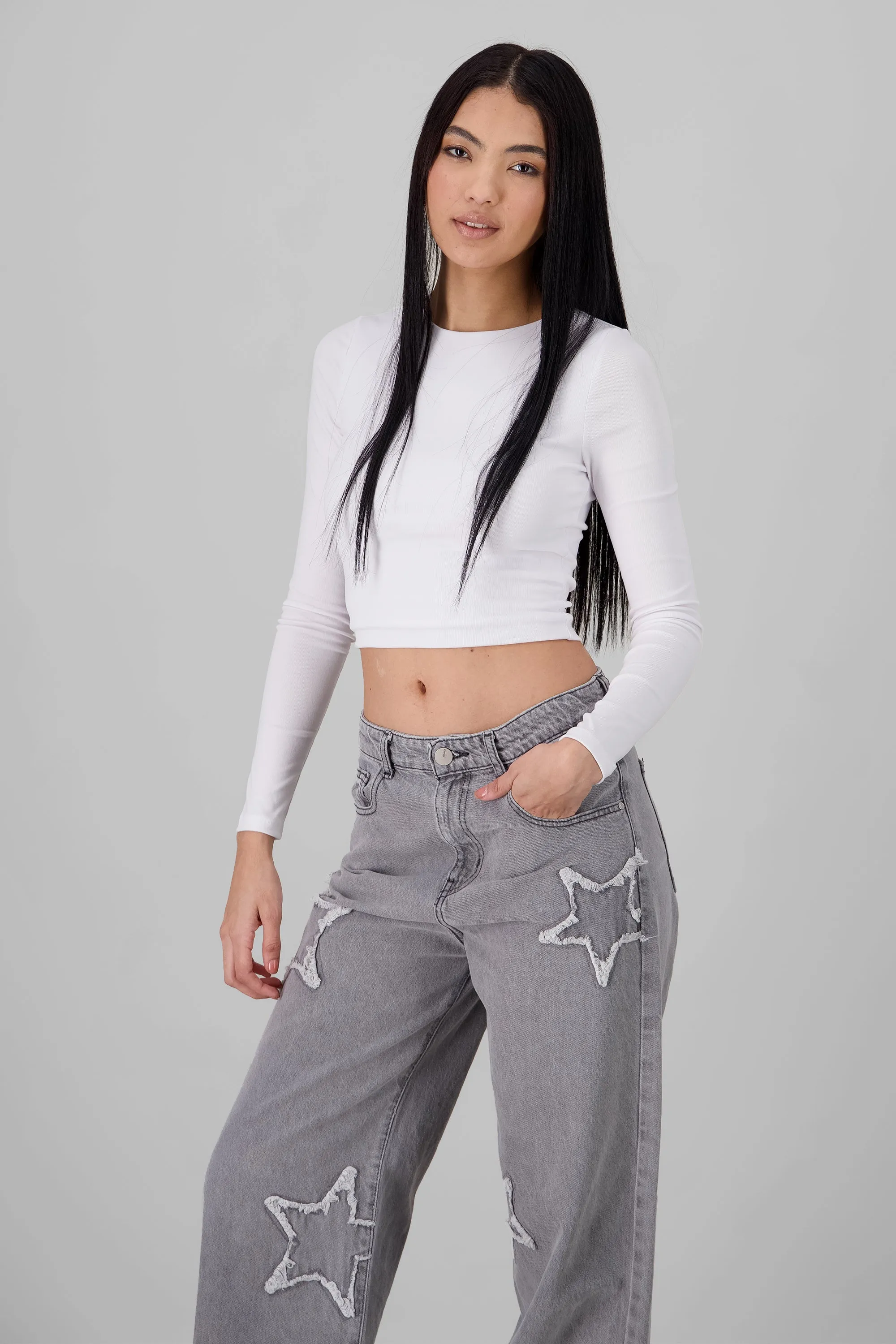 Top manga larga doble tela escote redondo sold by Shasa