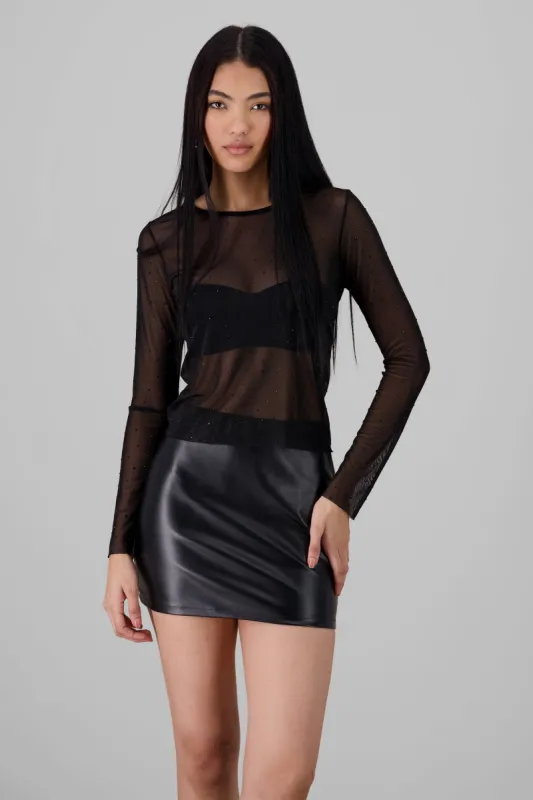 Top manga larga mesh brillos sold by Shasa