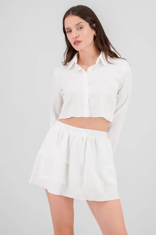 Camisa crop manga larga textura sold by Shasa