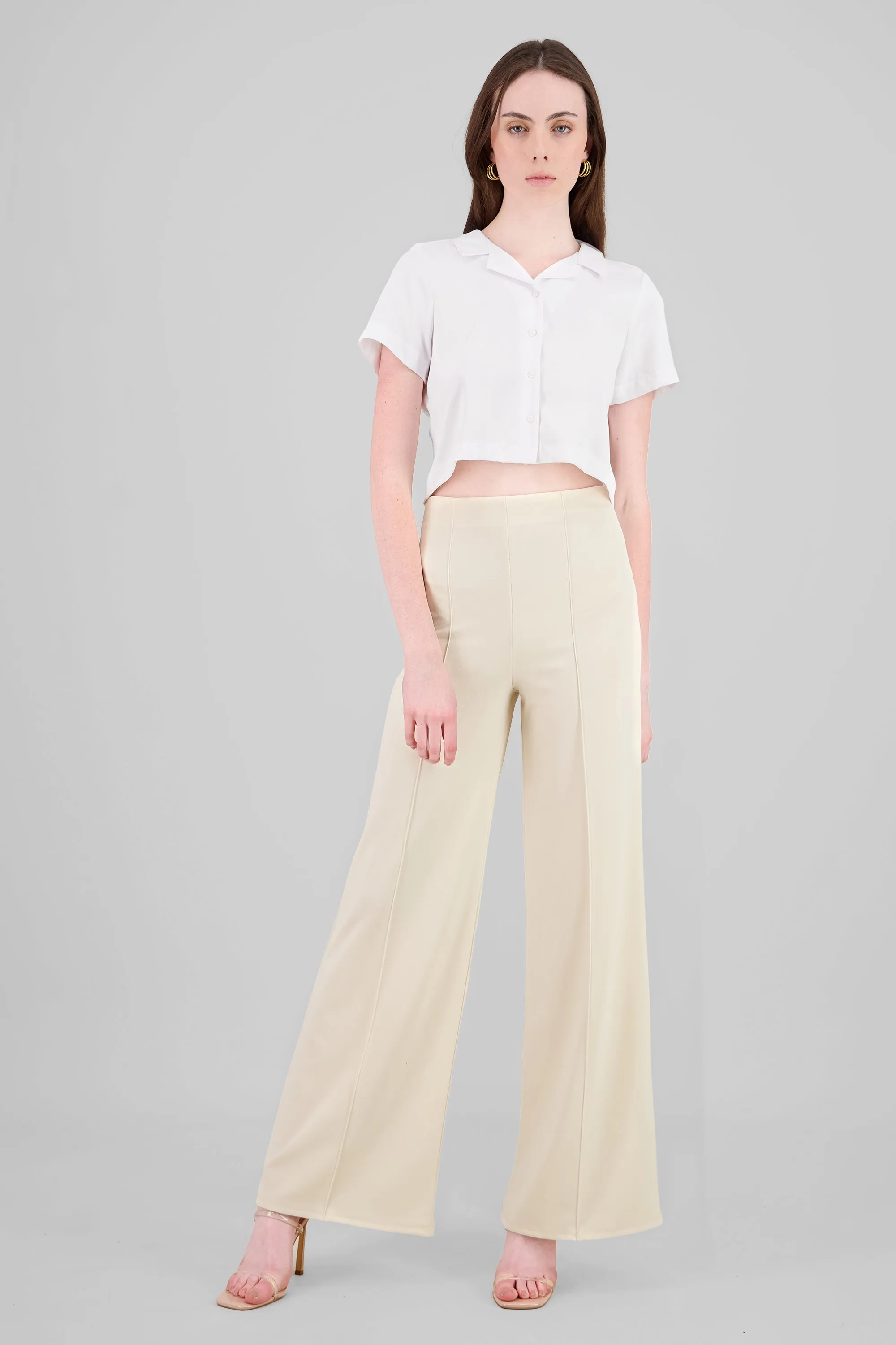 Pantalón Wide Leg Cintura Alta Costuras sold by Shasa