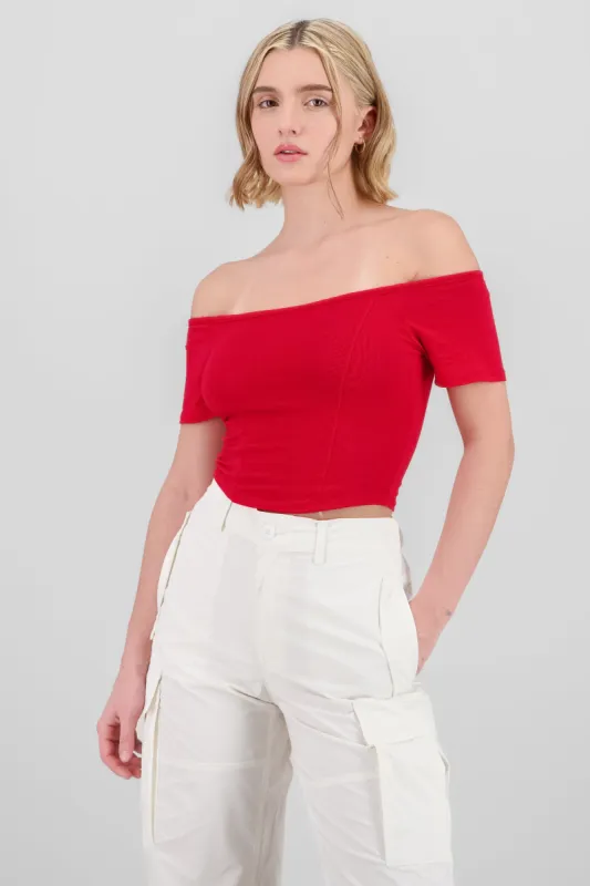 Top off shoulder liso cropped sold by Shasa