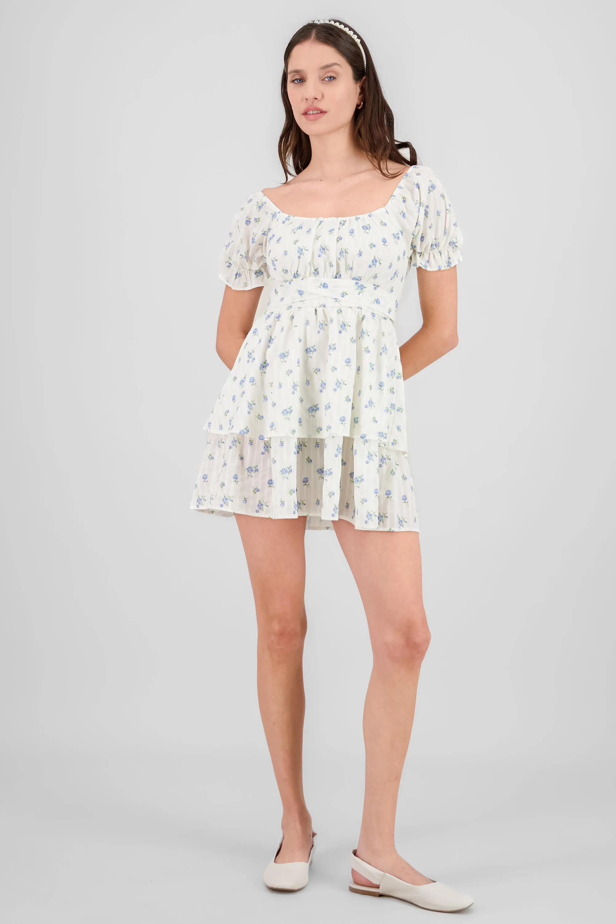 Vestido manga abullonada doble olan flores sold by Shasa