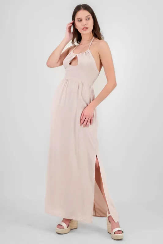 Vestido maxi halter cut out sold by Shasa