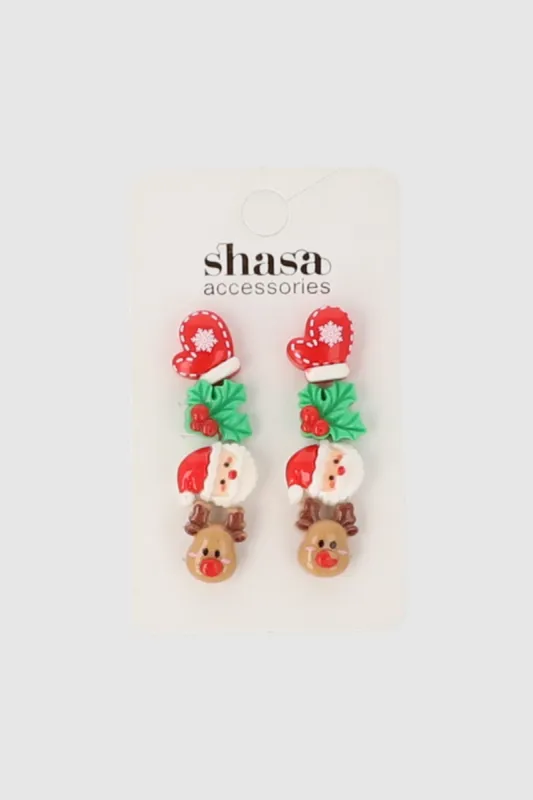 Set 4 pares aretes figura navideña sold by Shasa