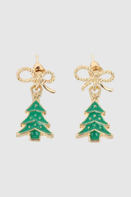 Aretes arbol navideño moño sold by Shasa