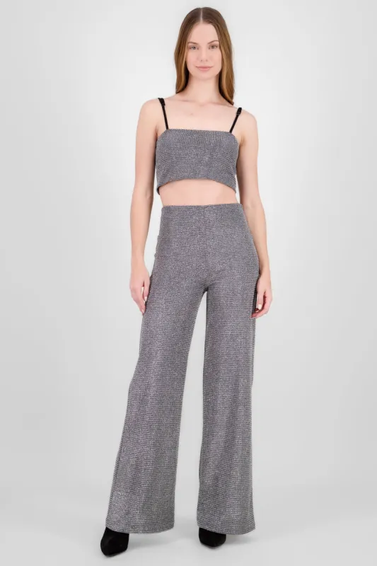 Pantalon amplio brillos textura sold by Shasa