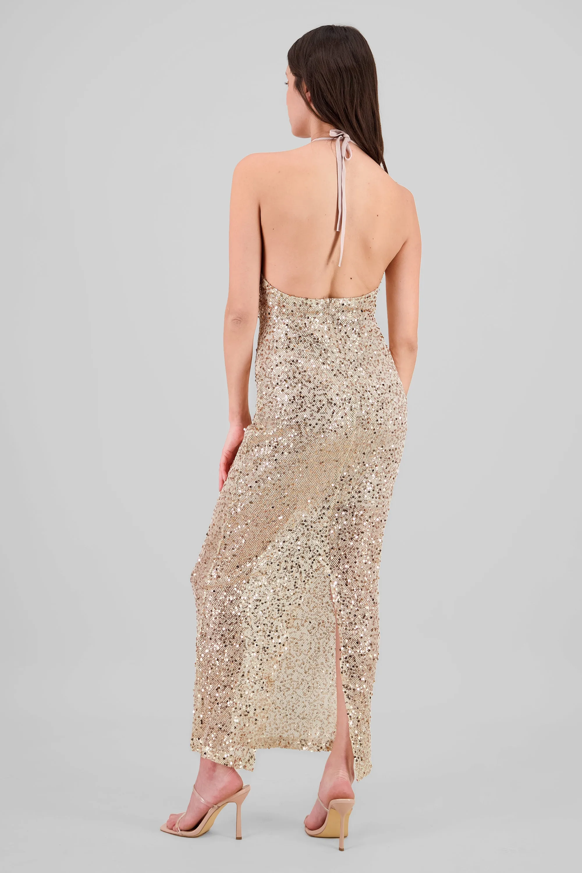 Vestido maxi de lentejuelas halter sold by Shasa product image thumbnail 4