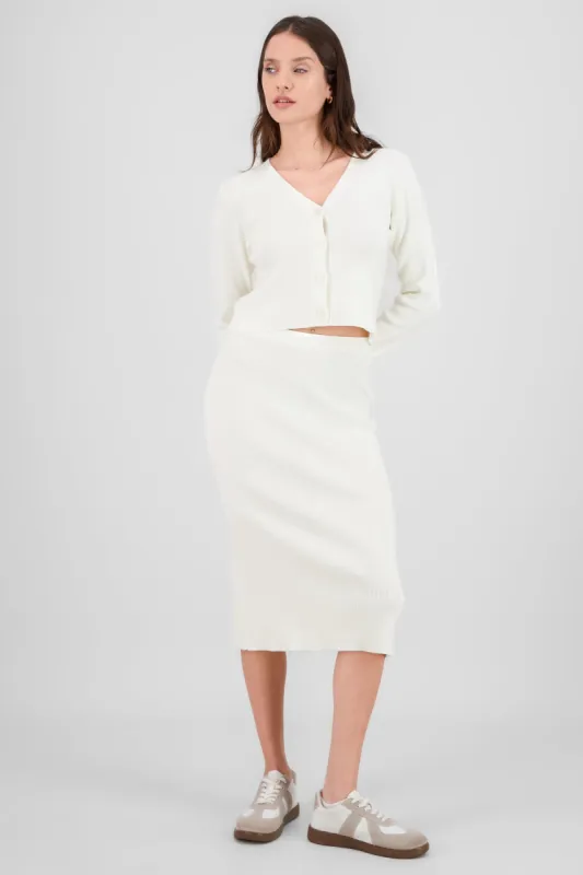 Falda midi tejida lisa sold by Shasa