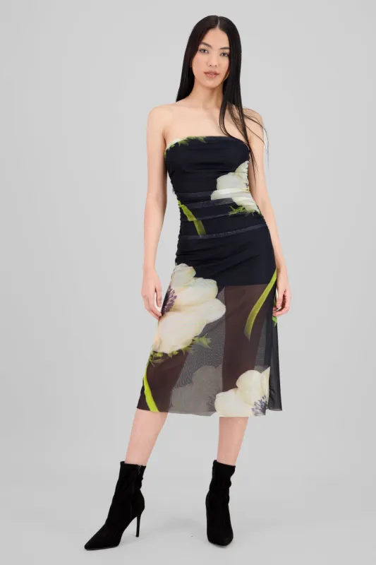 Vestido midi mesh flores sold by Shasa