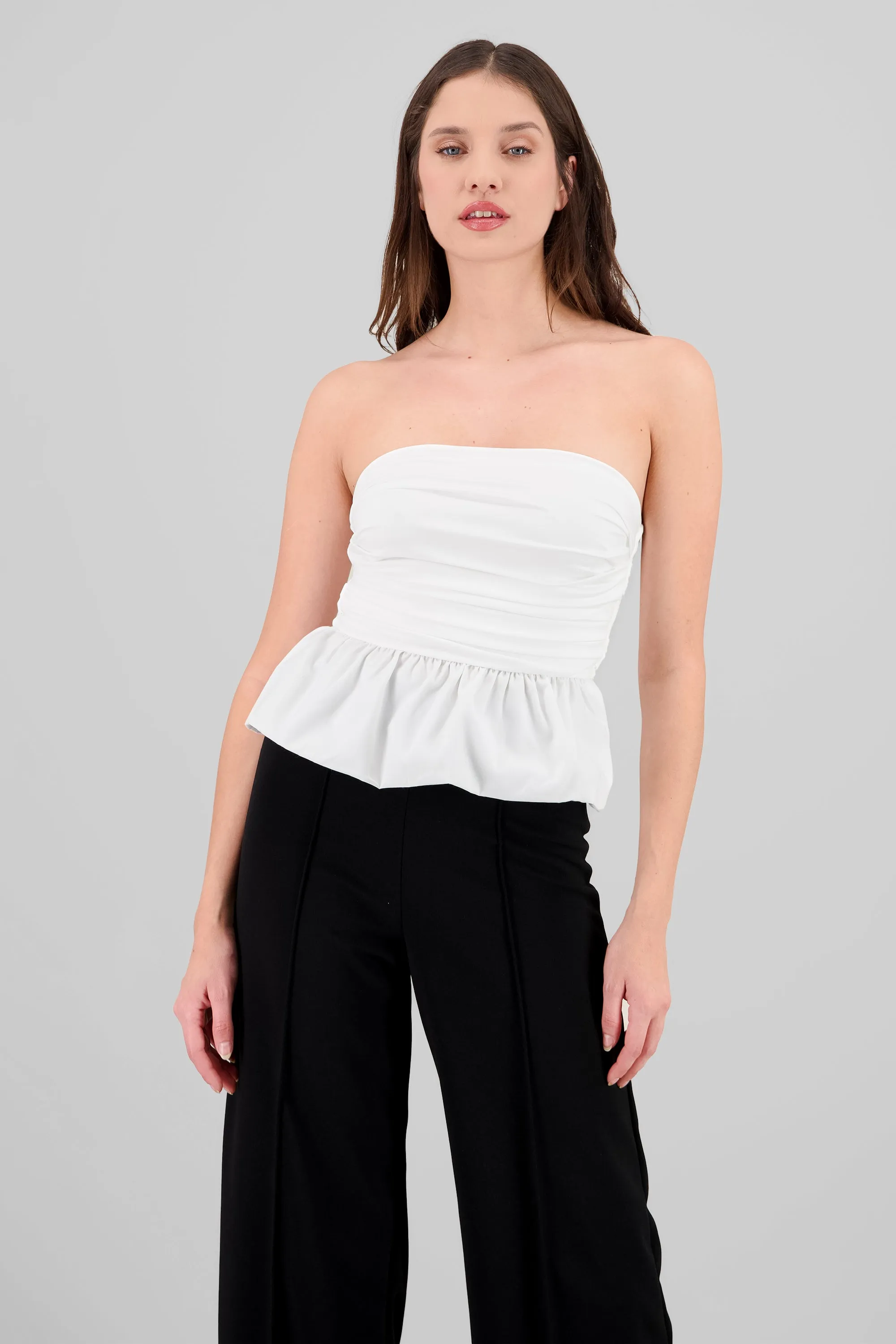 Blusa strapless con volumen liso sold by Shasa product image thumbnail 2