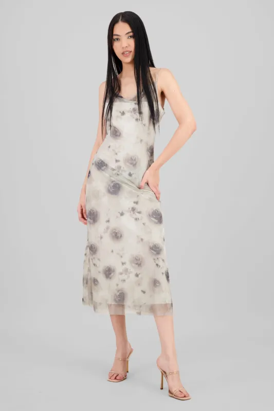 Vestido maxi mesh flores brillos sold by Shasa