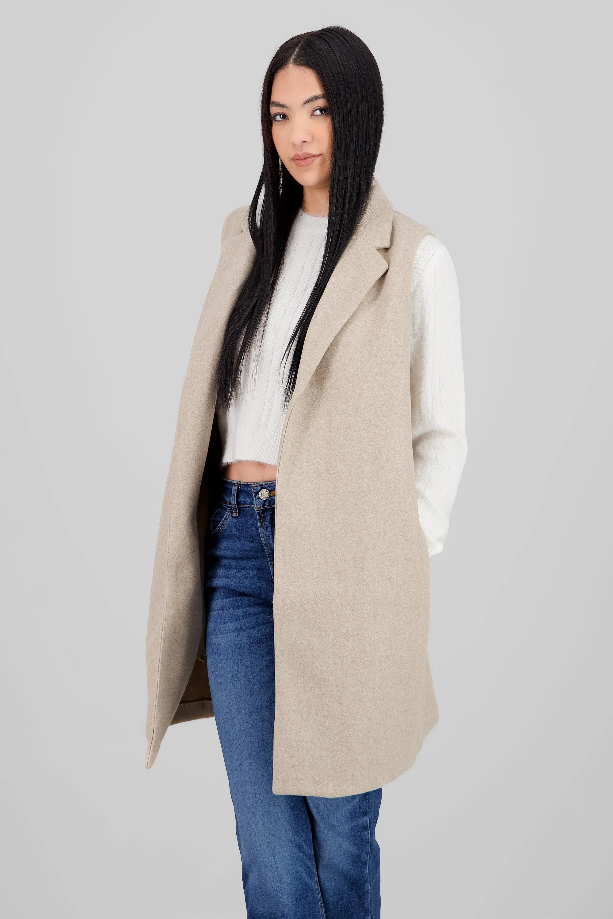 Chaleco liso largo con solapa sold by Shasa product image thumbnail 3