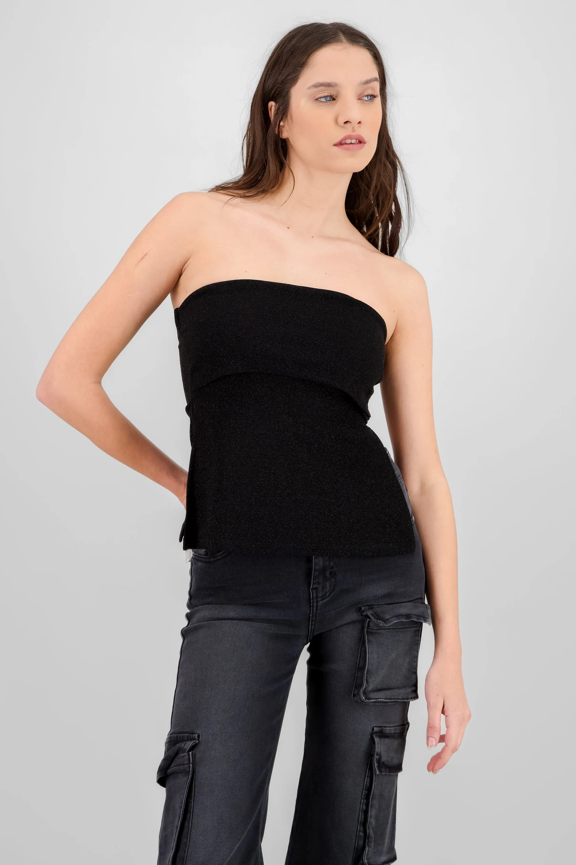 Top manga larga off shoulder brillos sold by Shasa