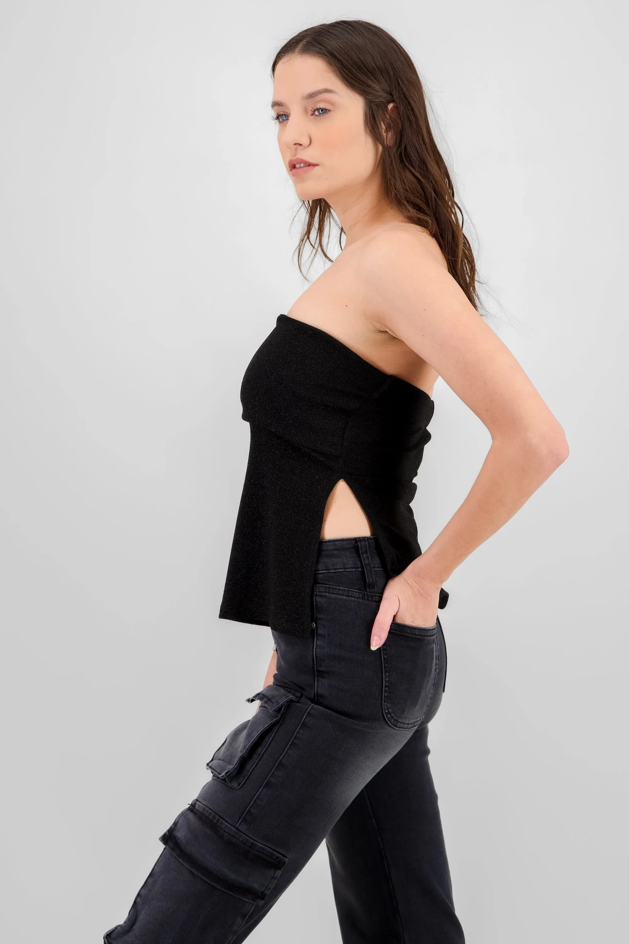 Top manga larga off shoulder brillos sold by Shasa product image thumbnail 3