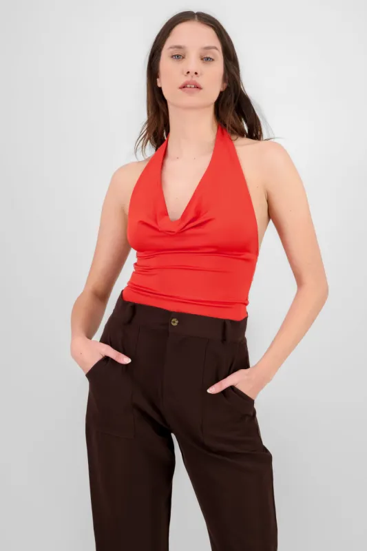 Halter bodysuit cuello cascada sold by Shasa