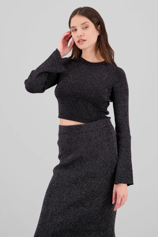 Top manga larga rib brillo sold by Shasa