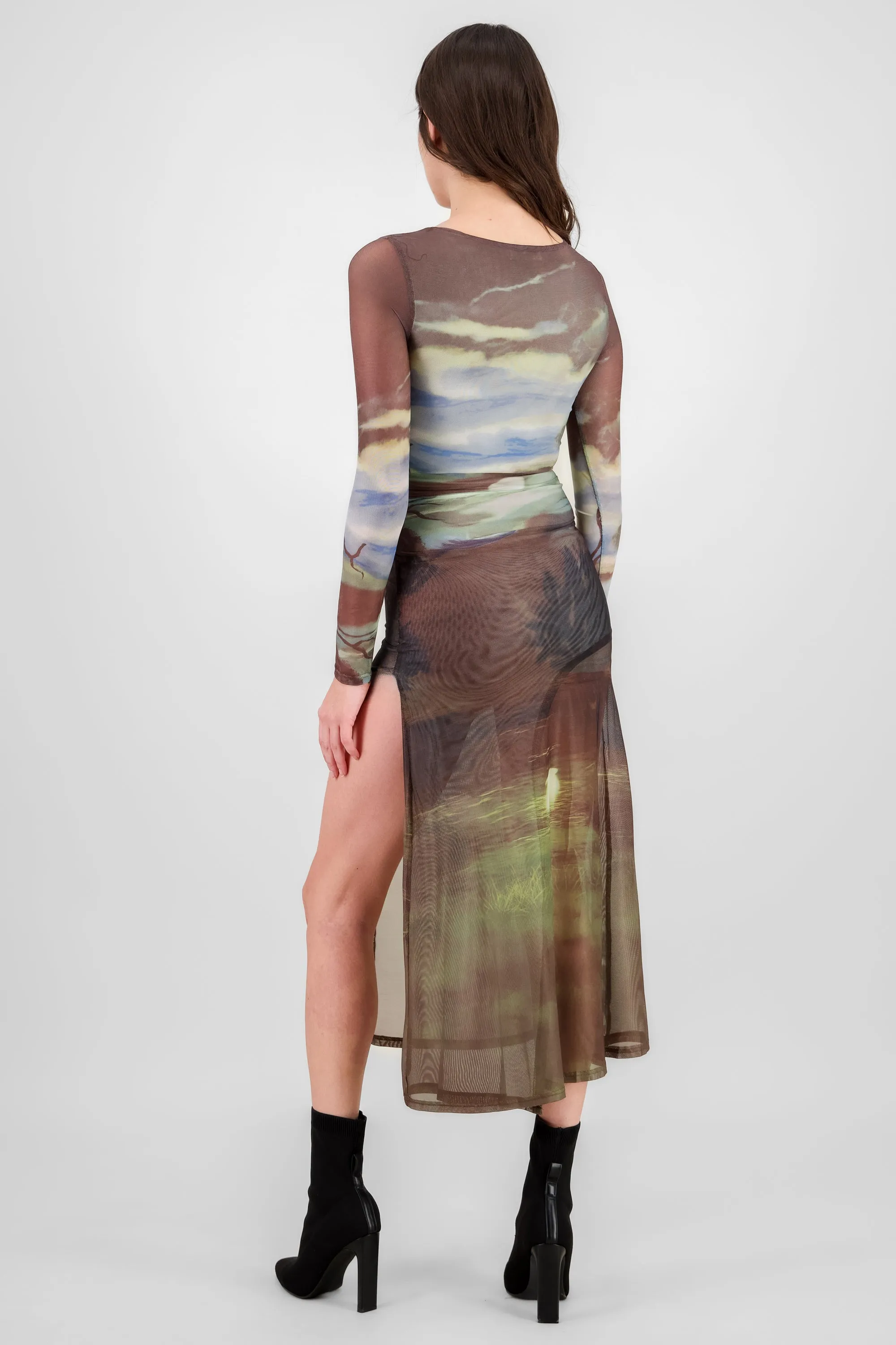 Maxi vestido mesh estampado manga larga sold by Shasa product image thumbnail 4
