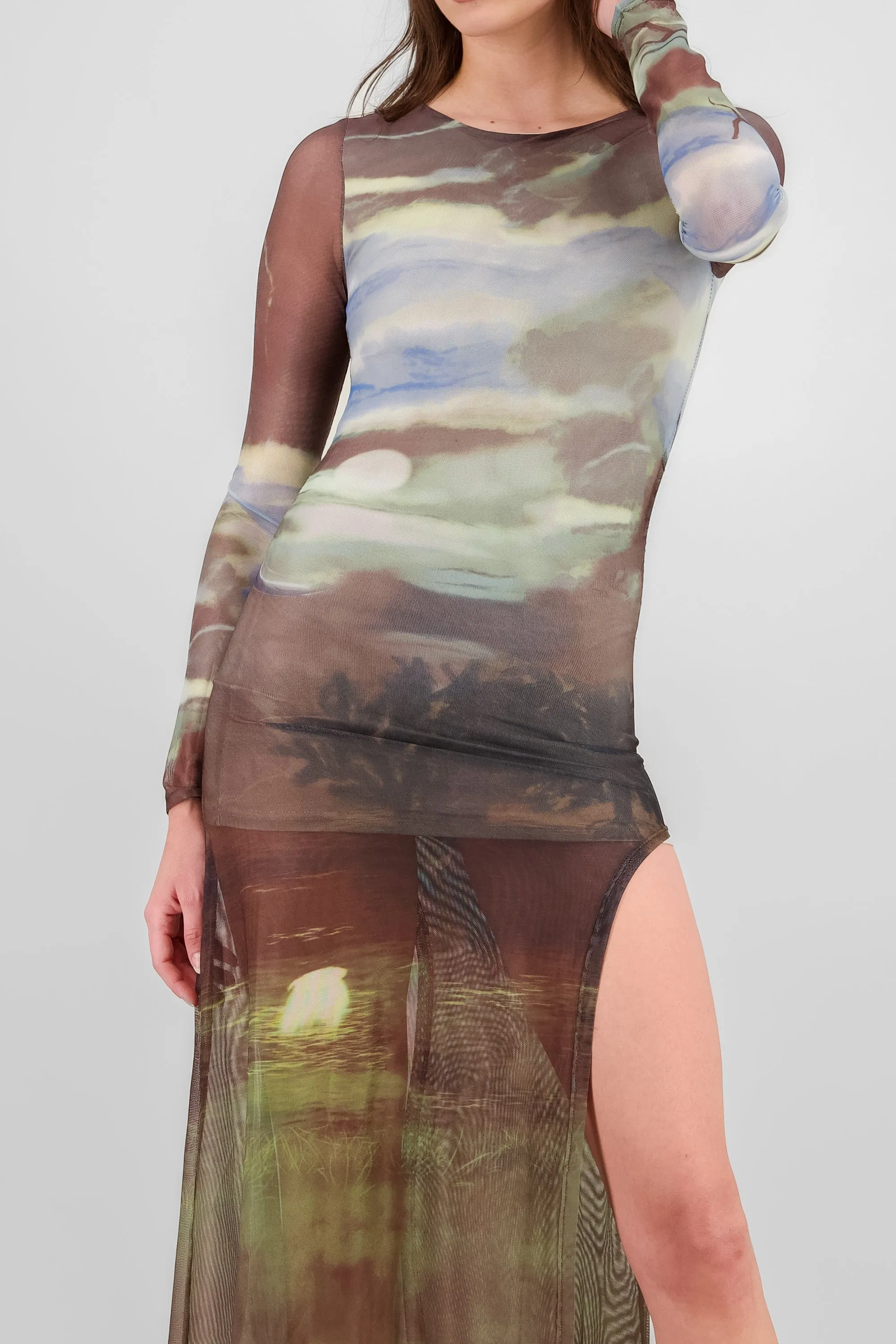 Maxi vestido mesh estampado manga larga sold by Shasa product image thumbnail 5