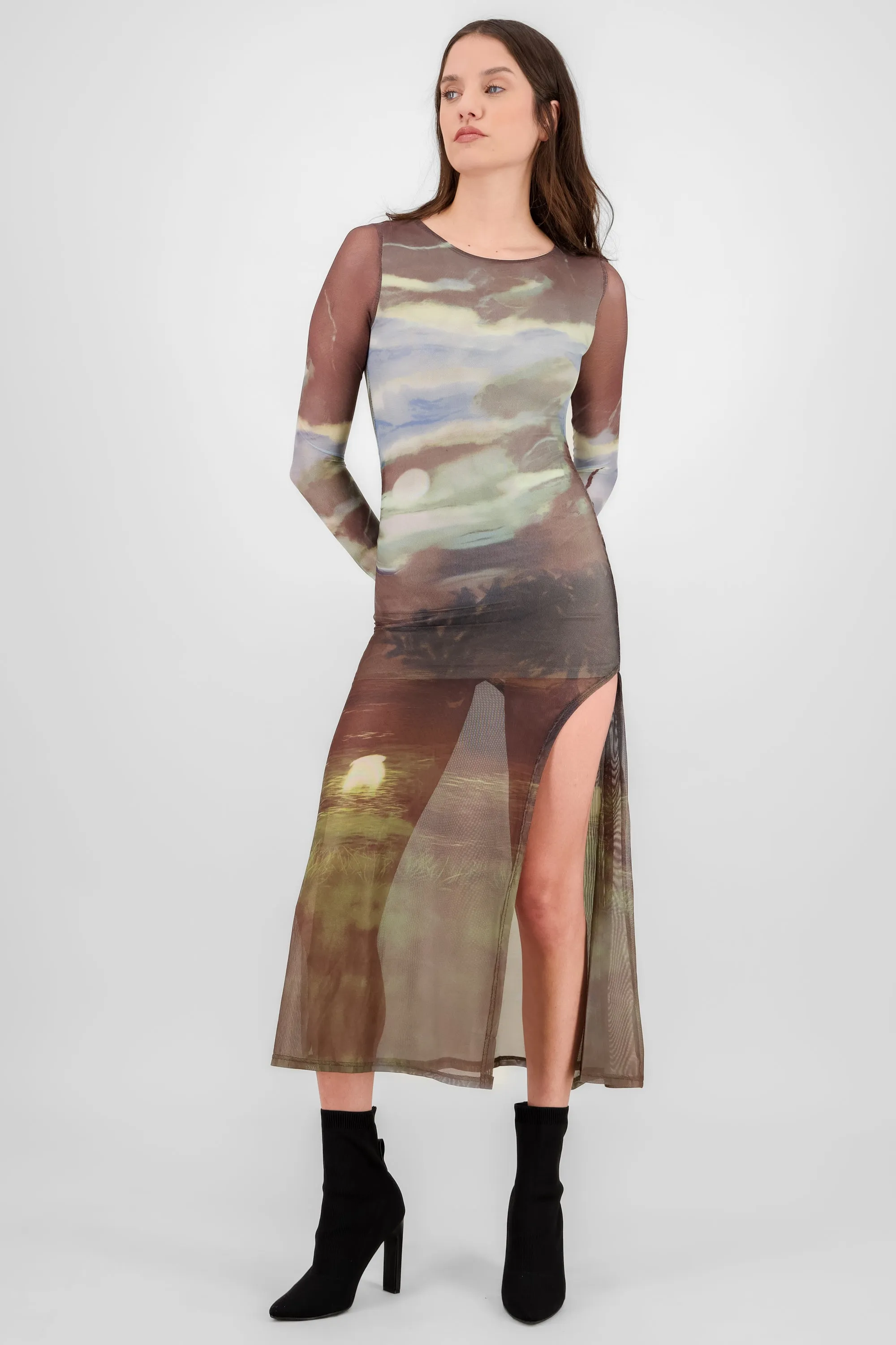 Maxi vestido mesh estampado manga larga sold by Shasa product image thumbnail 2