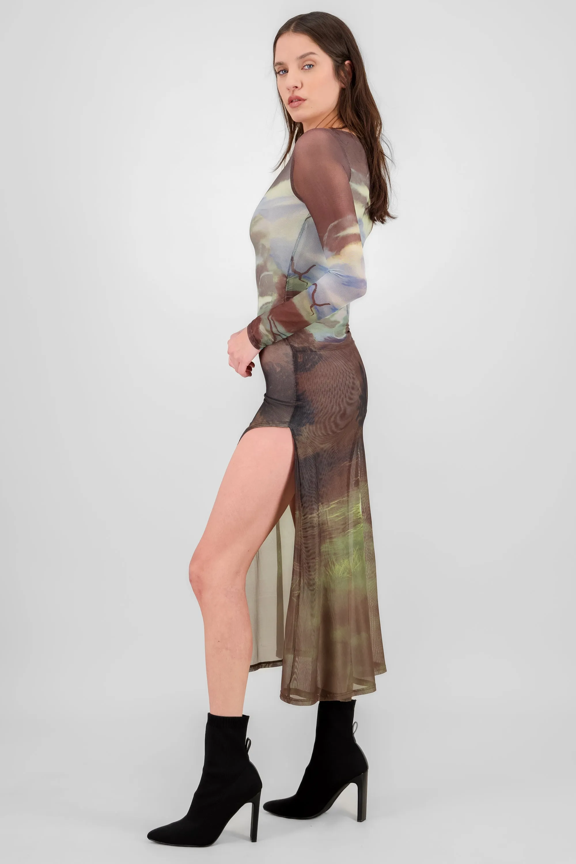 Maxi vestido mesh estampado manga larga sold by Shasa product image thumbnail 3