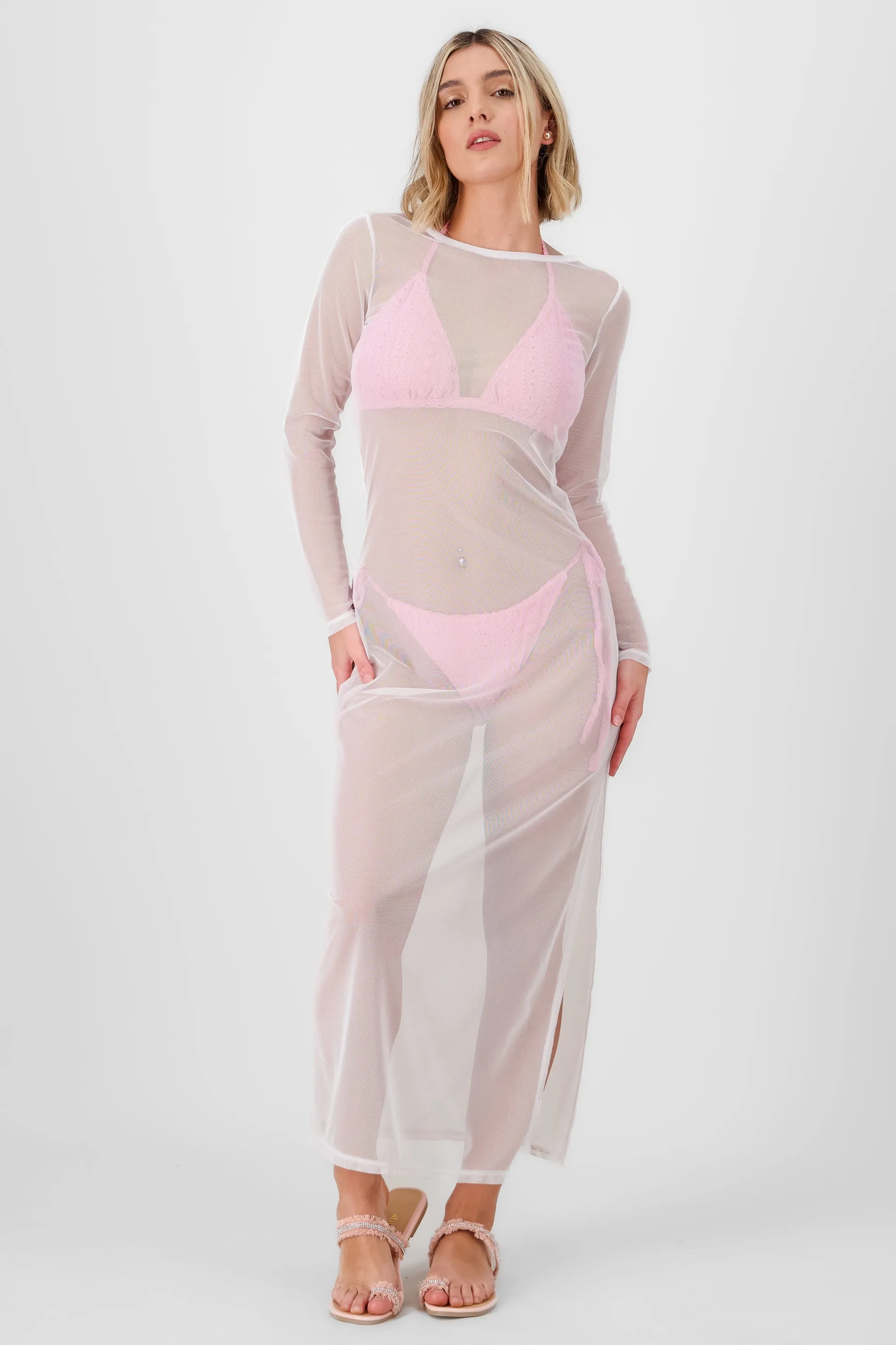 Vestido mesh salida de baño manga larga escote esp sold by Shasa