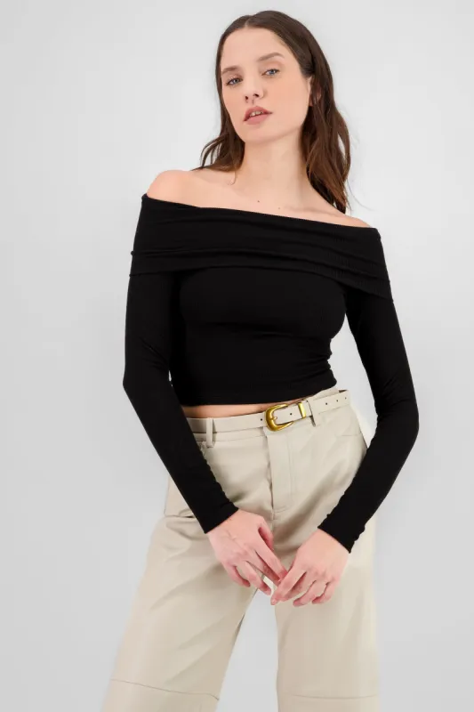 Top off shoulder manga larga rib sold by Shasa