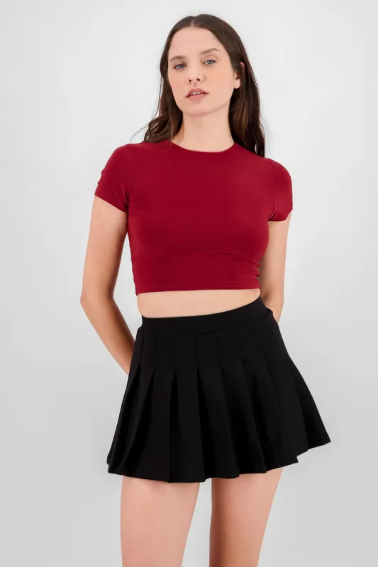 Top crop doble tela manga corta sold by Shasa