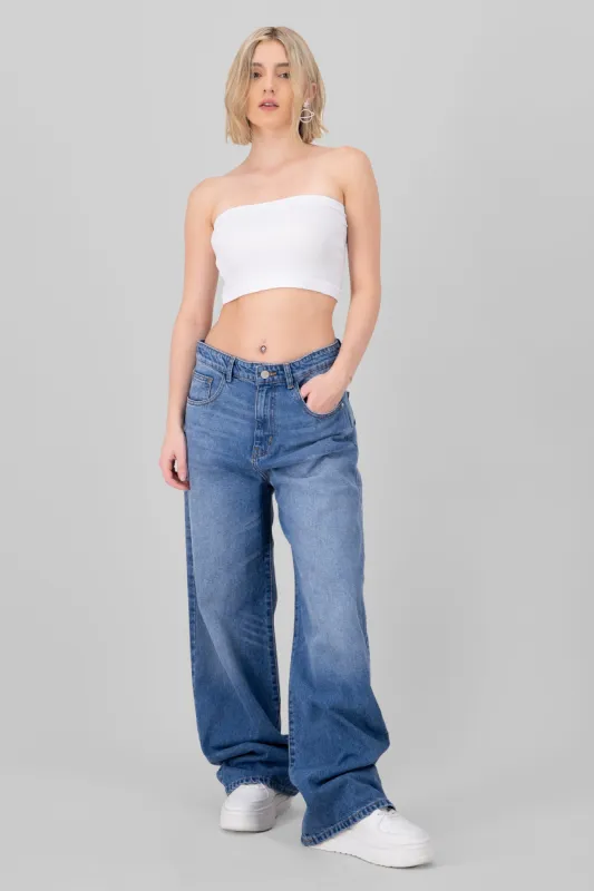 Jeans wide leg con desgaste sold by Shasa