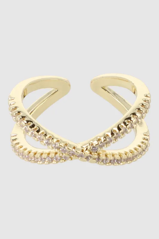 Anillo cruzado brillos sold by Shasa