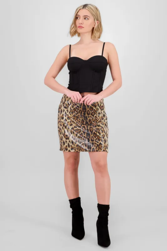 Falda mini lentejuelas animal print sold by Shasa