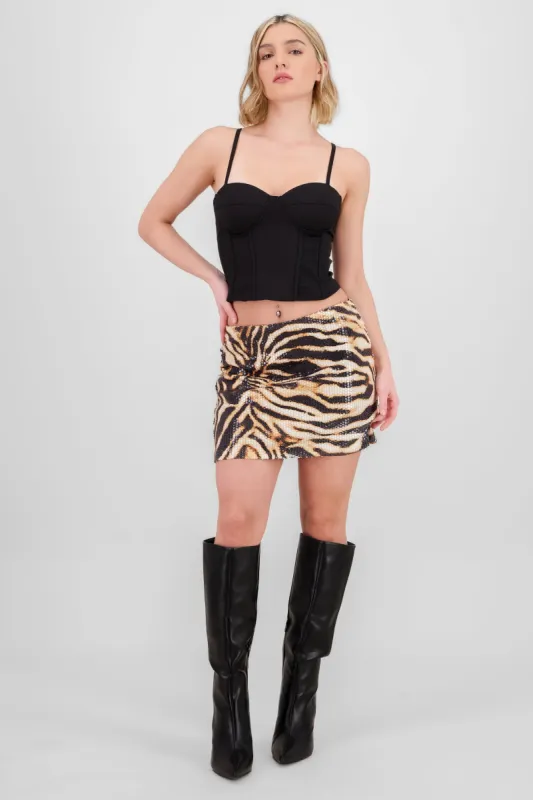 Falda mini lentejuelas animal print sold by Shasa