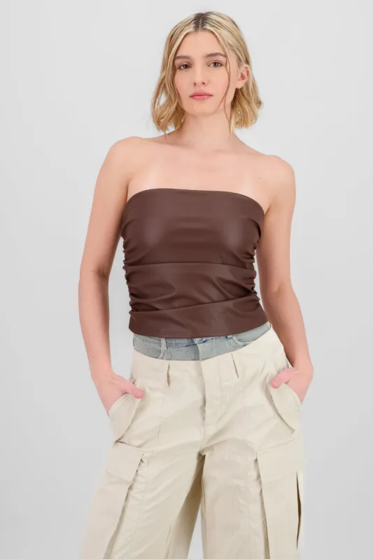Top strapless drapeado efecto piel sold by Shasa