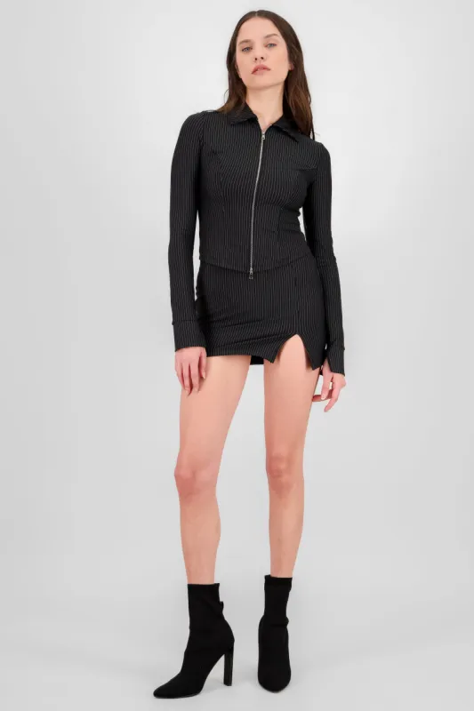 Mini falda abertura rayas sastre sold by Shasa