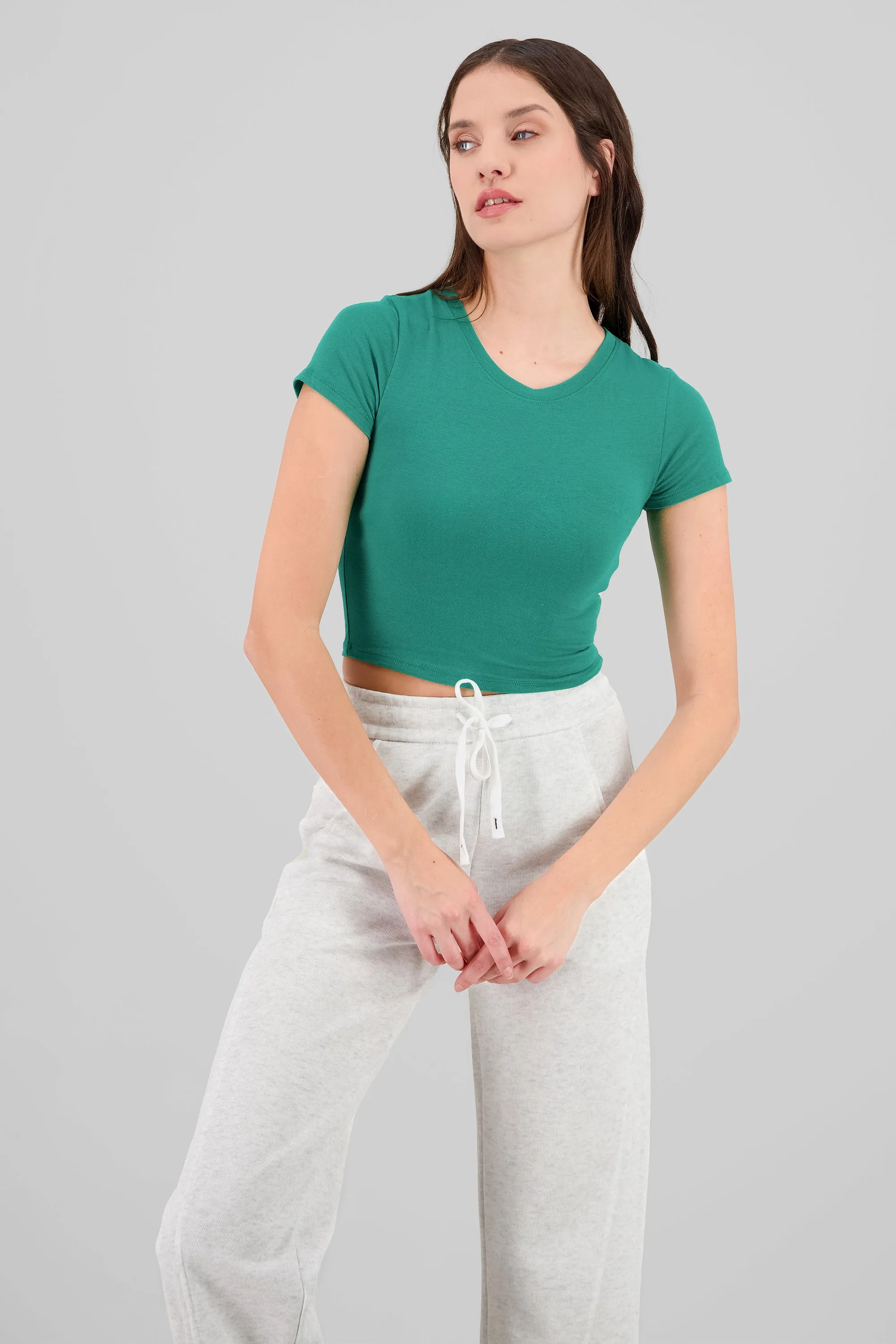 Top rib cuello redondo con manga orta sold by Shasa