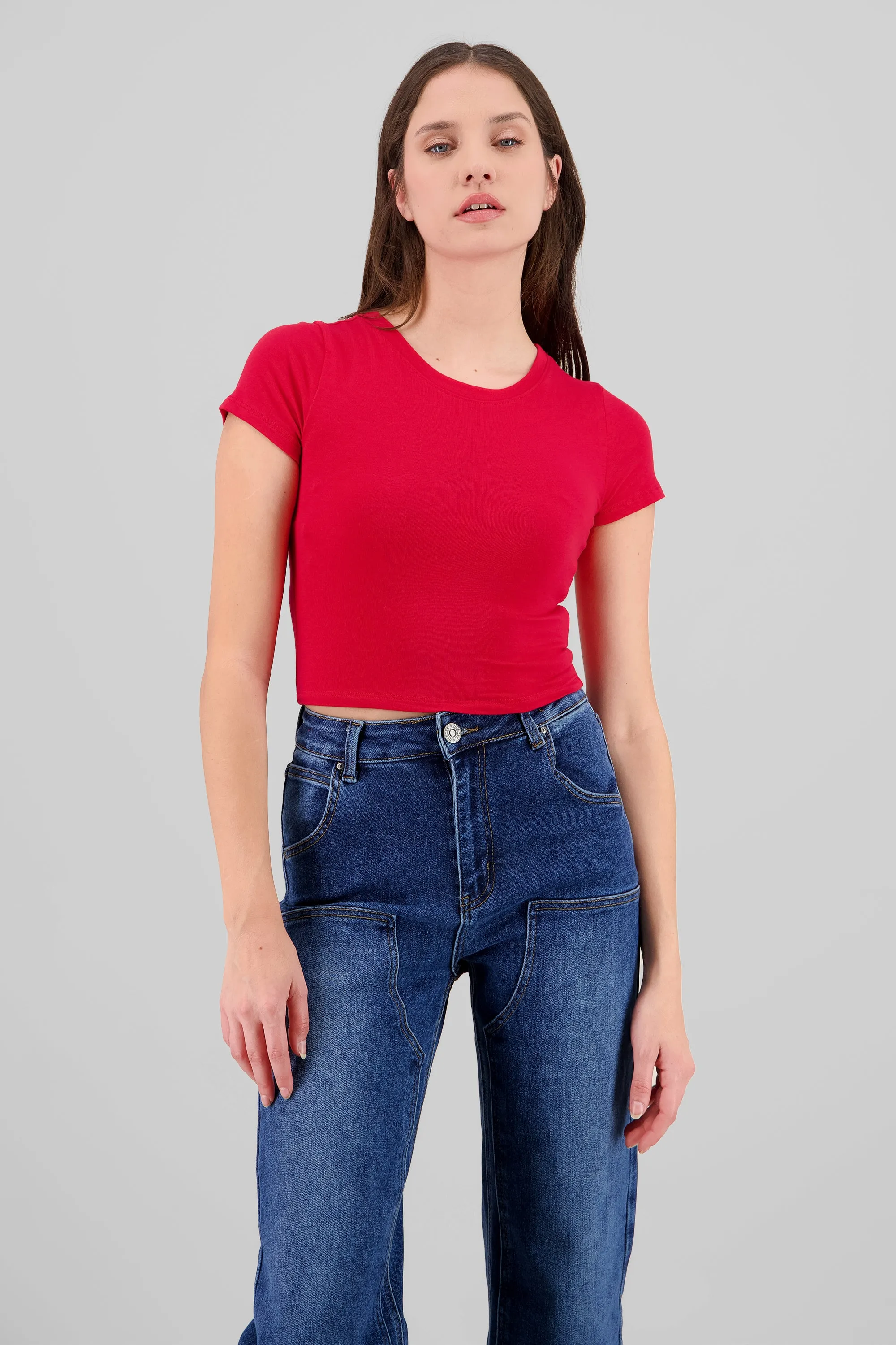 Top rib cuello redondo con manga orta sold by Shasa