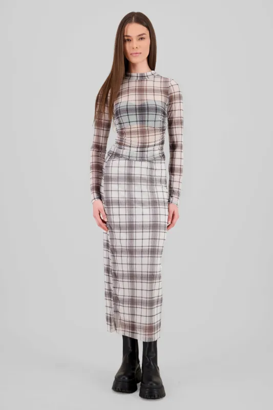 Falda midi mesh cuadros sold by Shasa