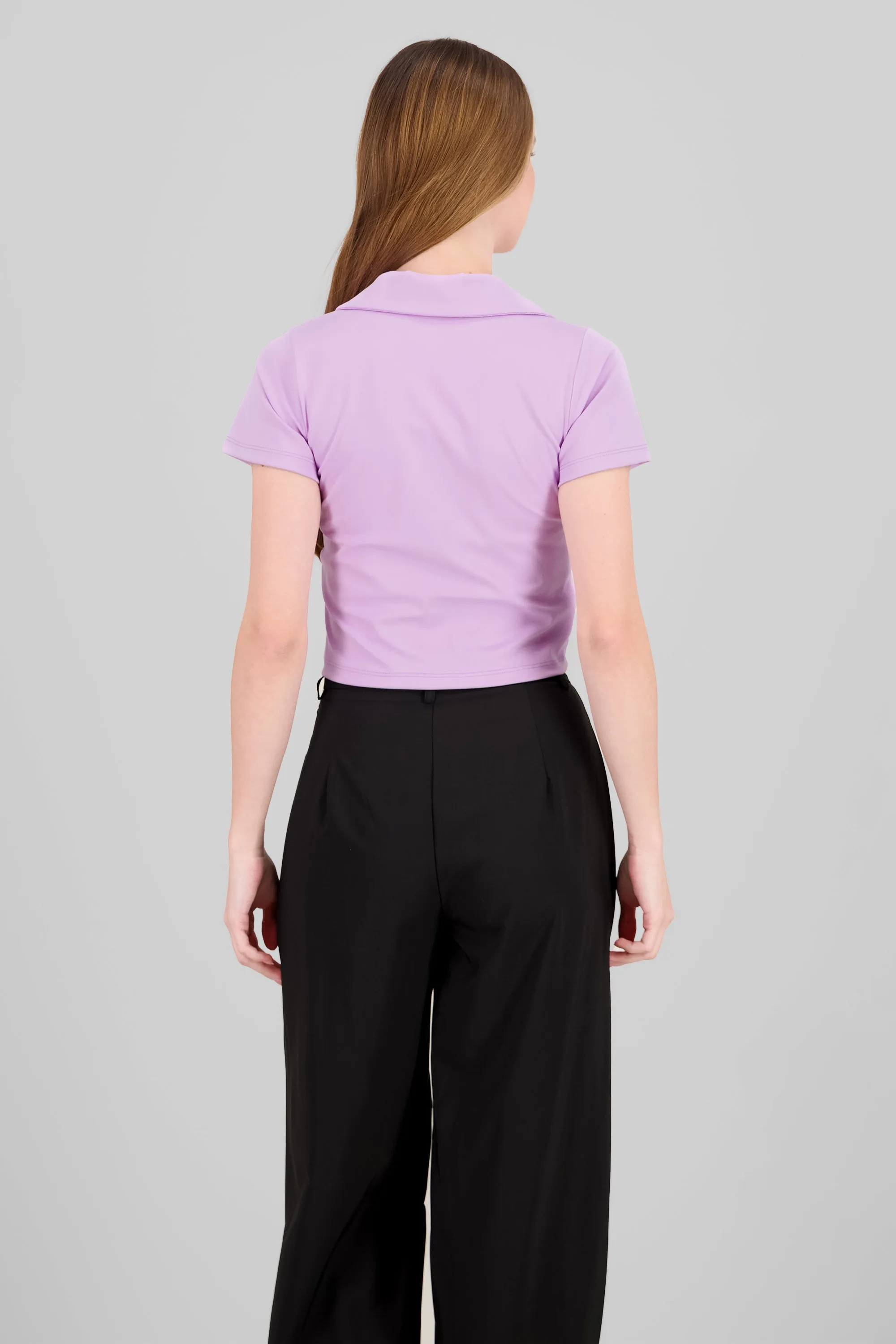 Top crop manga corta cuello polo sold by Shasa product image thumbnail 4