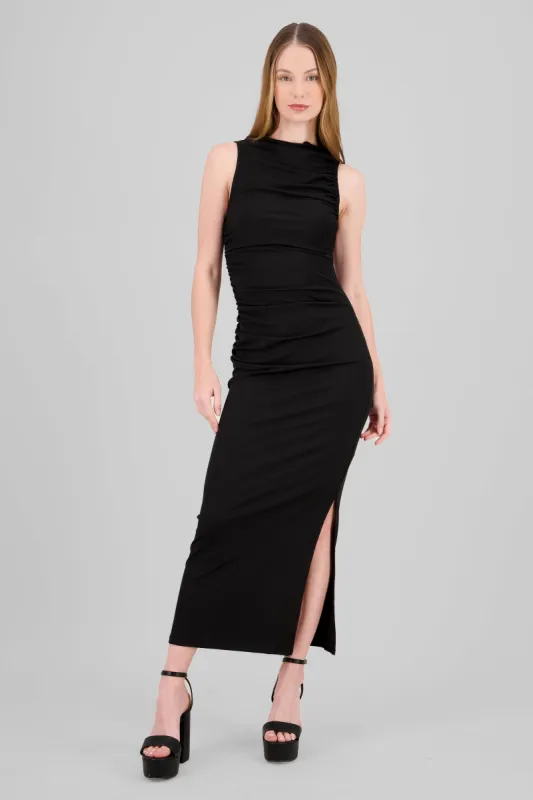 Vestido midi drapedado liso sold by Shasa