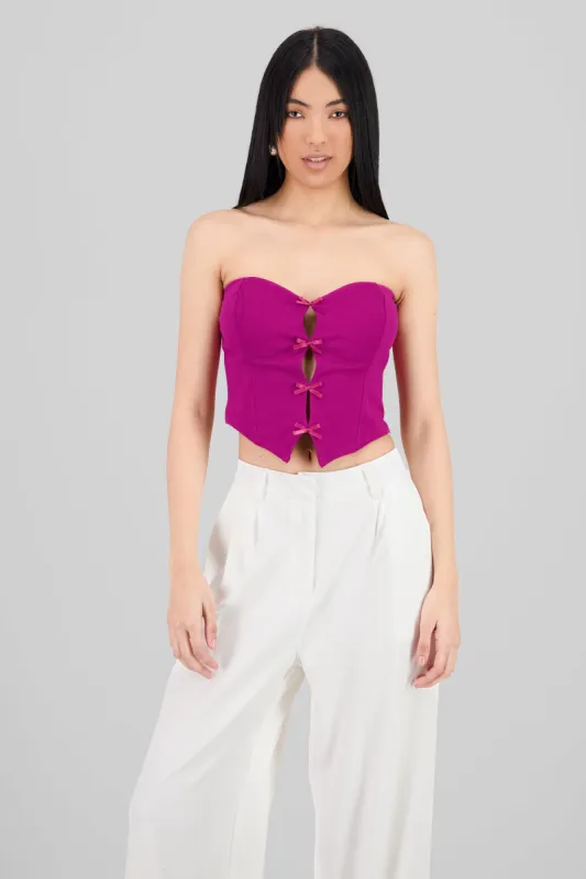 Top strapless detalle moños sold by Shasa