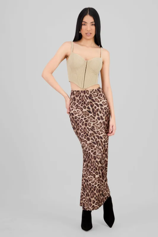 Falda maxi satin animal print sold by Shasa