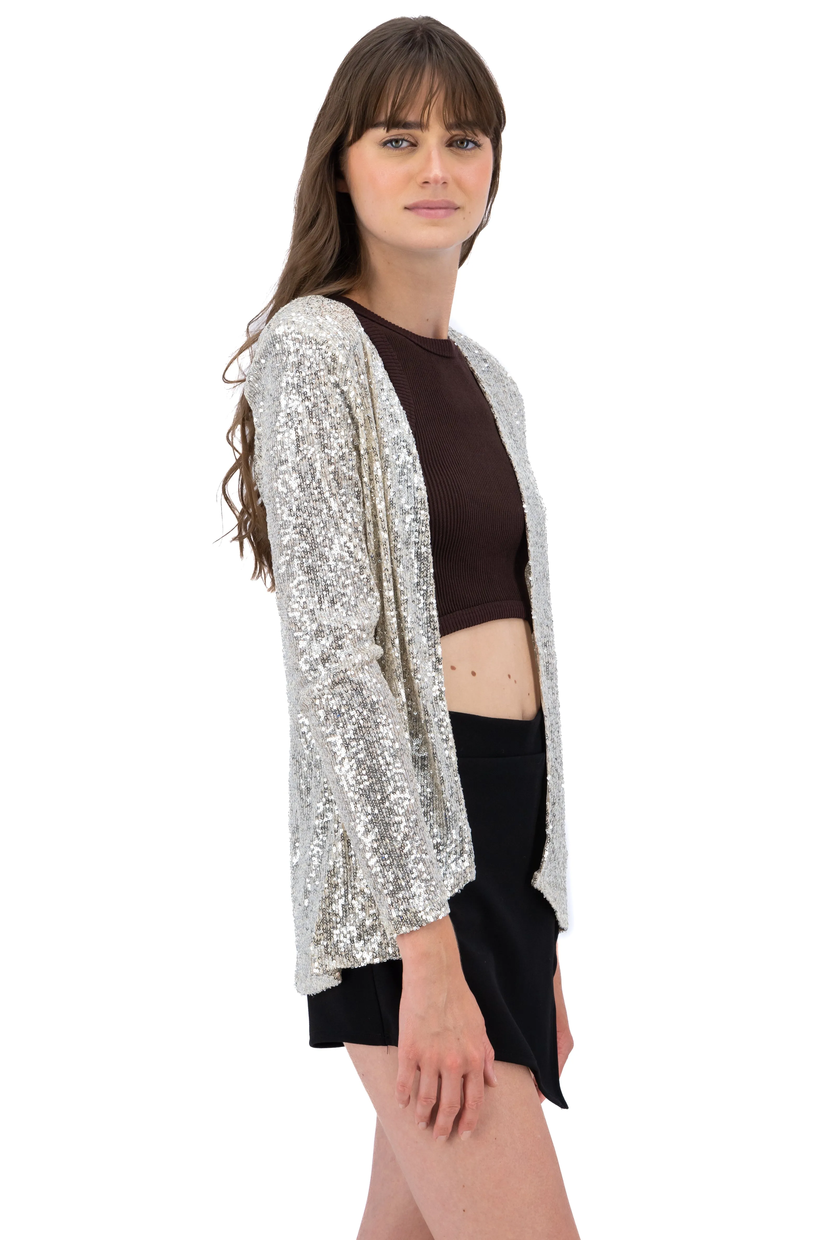 Cárdigan largo drapeado lentejuelas sold by Shasa product image thumbnail 3