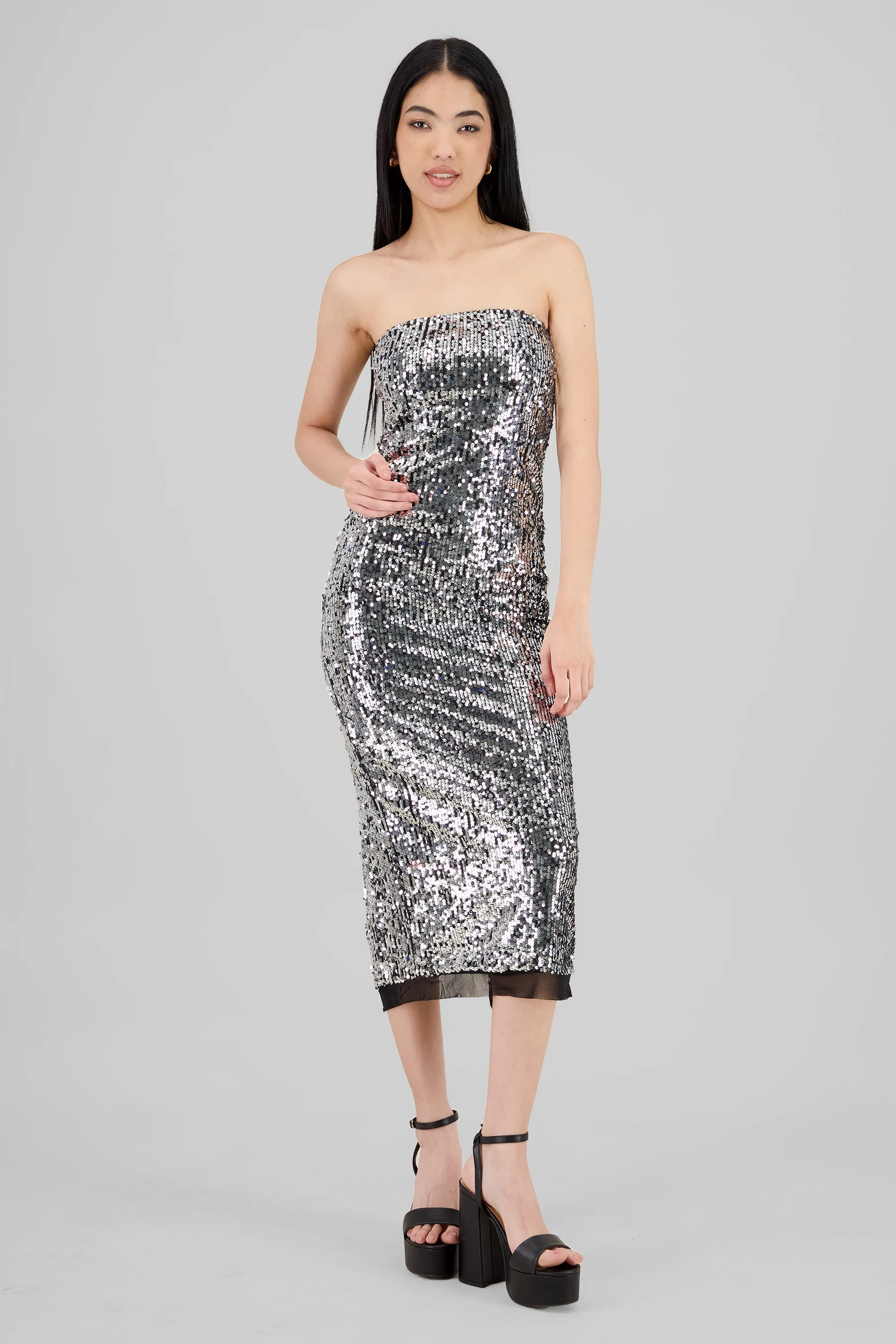 Vestido midi strapless lentejuelas sold by Shasa product image thumbnail 2