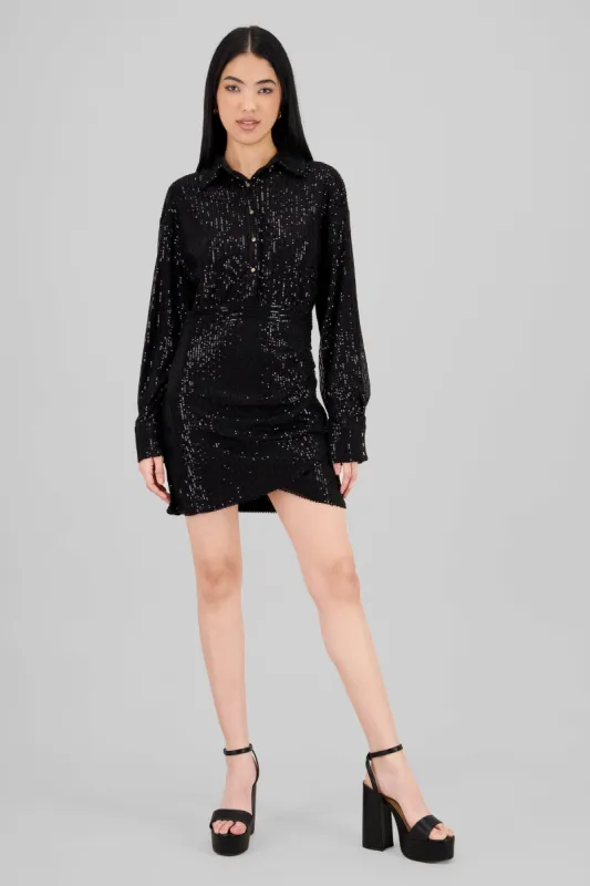 Vestido mini brillos manga larga sold by Shasa