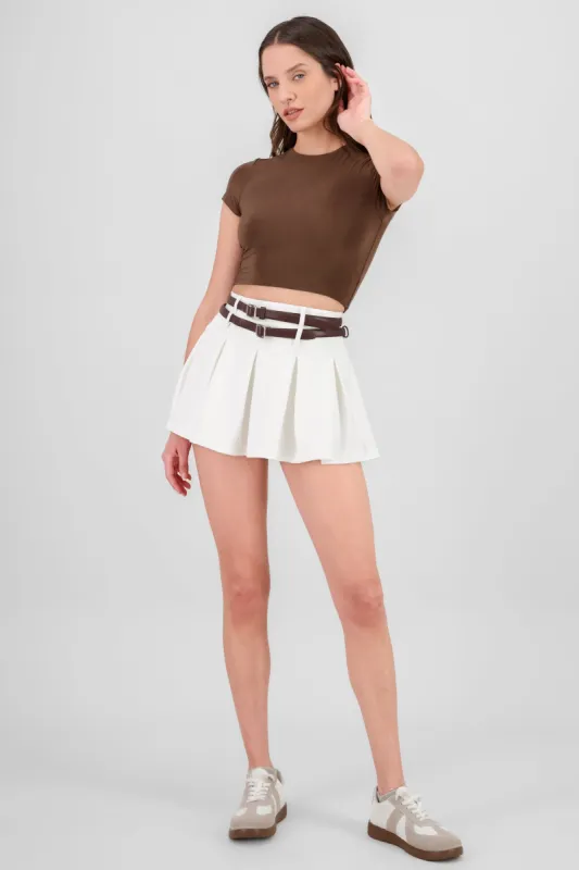 Falda tableada doble cinturon sold by Shasa